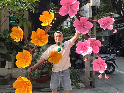 Cành mai đào Bonsai khổng lồ nhiều màu [Thủ công - Nhẹ] D180cm CANHHOA-10